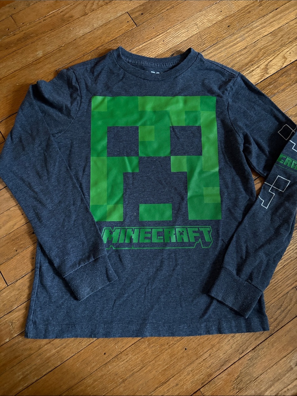 Minecraft Long Sleeve Tee with Green Creeper Graphic